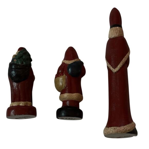 VTG Santa Claus Folk Art Christmas Painted Resin Figurine Group 1993 Holiday - Picture 5 of 8